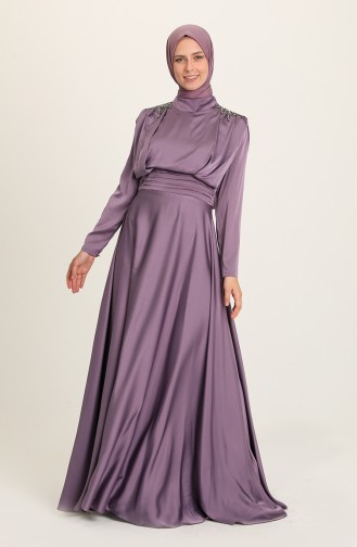 Violet Hijab Evening Dress 4956-05