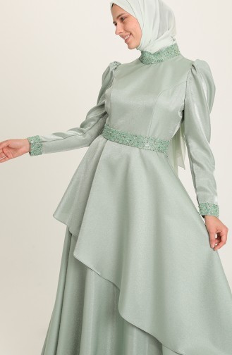 Green Almond Hijab Evening Dress 4957-07