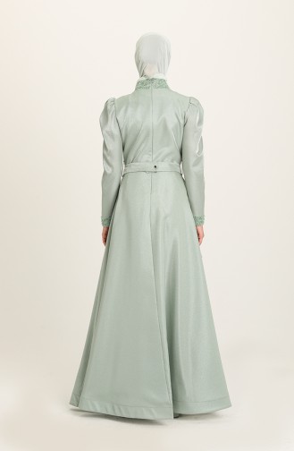 Green Almond Hijab Evening Dress 4957-07