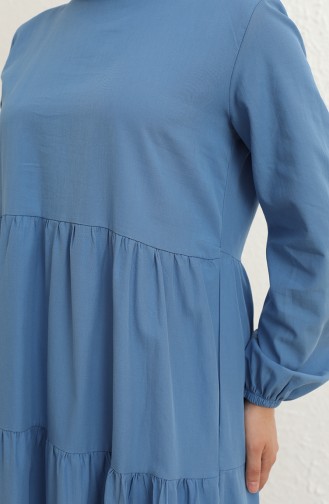 Büzgülü Elbise 1795B-01 Mavi