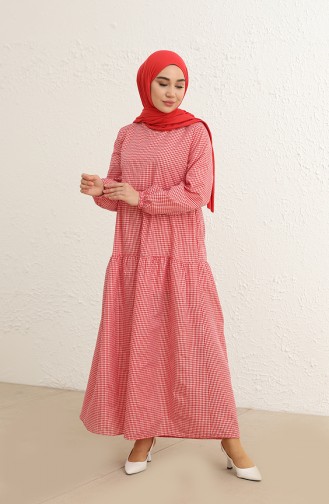 Büzgülü Elbise 1800-01 Kırmızı