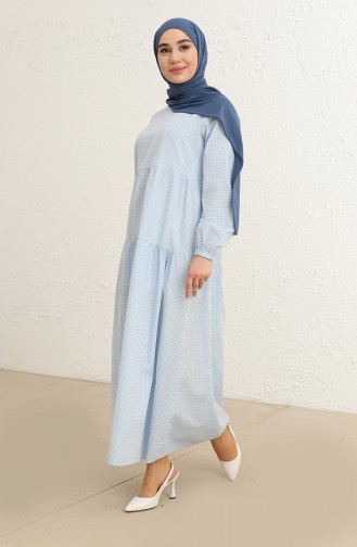 Büzgülü Elbise 1800-02 Mavi