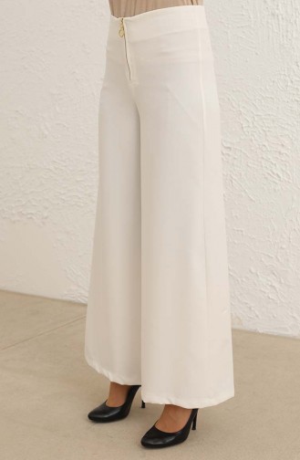 Wide Leg Trouser with Zipper 3095-04 Ecru 3095-10