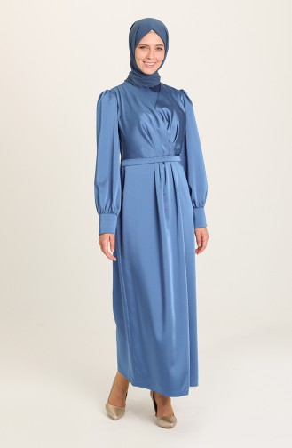 Indigo Hijab Evening Dress 3414-03