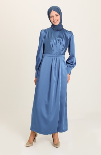 Indigo Hijab Evening Dress 3414-03