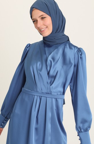 Indigo Hijab Evening Dress 3414-03