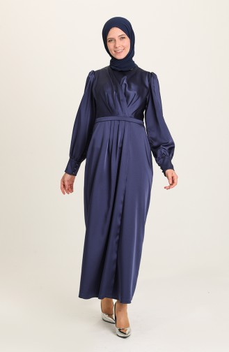Dunkelblau Hijab-Abendkleider 3414-04