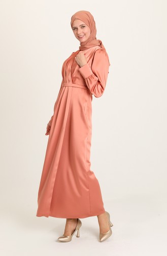 Onion Peel Hijab Evening Dress 3414-05