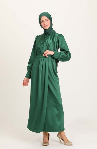 Emerald Green Hijab Evening Dress 3414-06