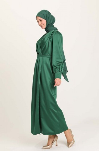 Emerald Green Hijab Evening Dress 3414-06