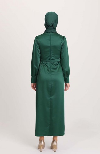 Emerald Green Hijab Evening Dress 3414-06