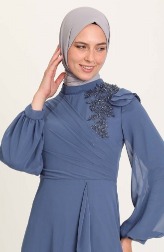 Violet Hijab Evening Dress 4927-06