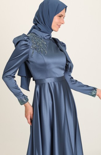 Indigo Hijab Evening Dress 4937-04