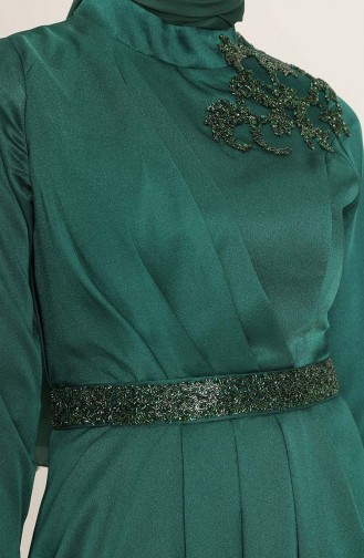 Emerald Green Hijab Evening Dress 4947-05