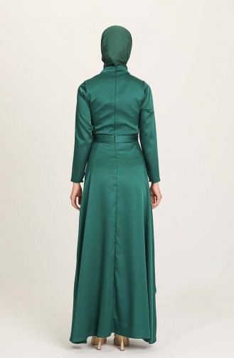 Emerald Green Hijab Evening Dress 4947-05