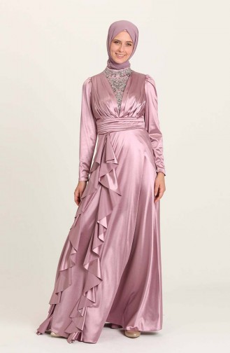 Dusty Rose Hijab Evening Dress 4951-03