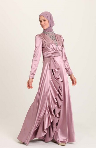 Dusty Rose Hijab Evening Dress 4951-03