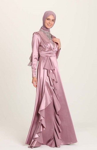 Dusty Rose Hijab Evening Dress 4951-03