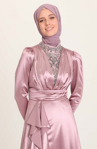 Dusty Rose Hijab Evening Dress 4951-03