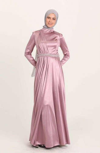 Dusty Rose Hijab Evening Dress 4952-03