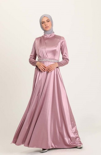 Dusty Rose Hijab Evening Dress 4952-03