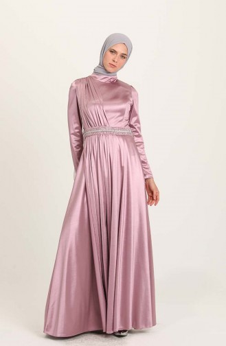 Dusty Rose Hijab Evening Dress 4952-03
