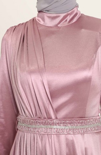 Dusty Rose Hijab Evening Dress 4952-03