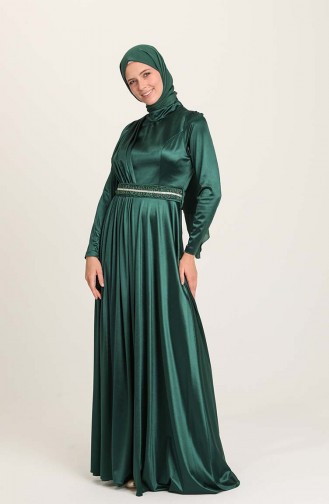 Emerald Green Hijab Evening Dress 4952-05