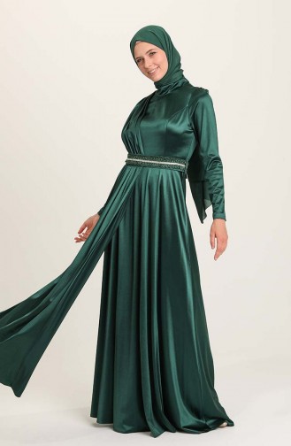 Emerald Green Hijab Evening Dress 4952-05