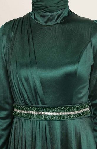 Emerald Green Hijab Evening Dress 4952-05