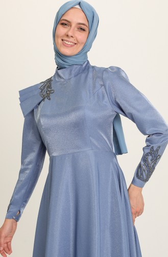 Indigo Hijab-Abendkleider 4955-02