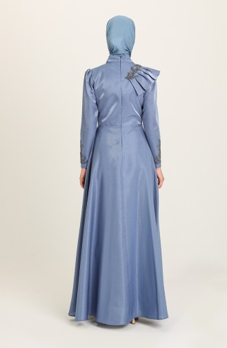 Indigo Hijab Evening Dress 4955-02