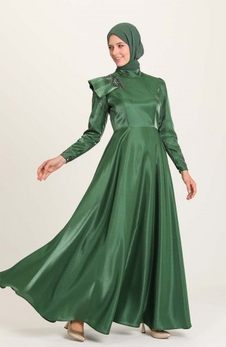Emerald Green Hijab Evening Dress 4955-06