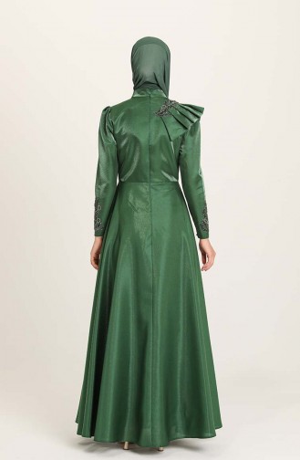 Emerald Green Hijab Evening Dress 4955-06