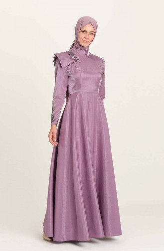 Violet Hijab Evening Dress 4955-07