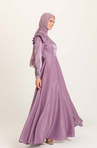 Violet Hijab Evening Dress 4955-07