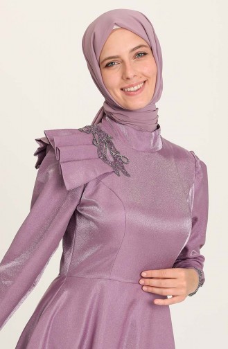 Violet Hijab Evening Dress 4955-07