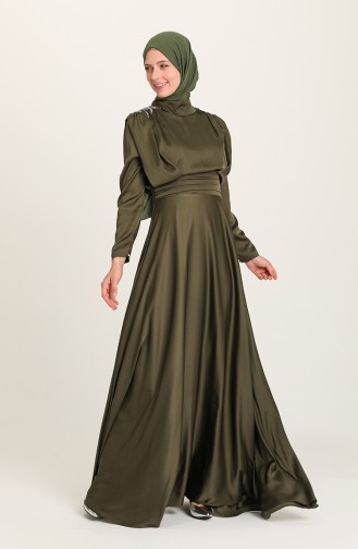 Khaki Hijab-Abendkleider 4956-02