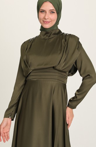 Khaki Hijab-Abendkleider 4956-02