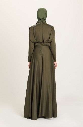 Khaki Hijab Evening Dress 4956-02