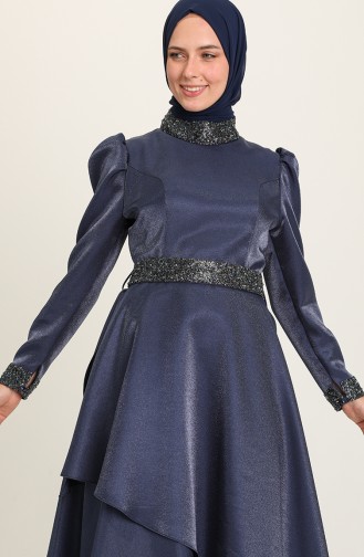 Dunkelblau Hijab-Abendkleider 4957-01