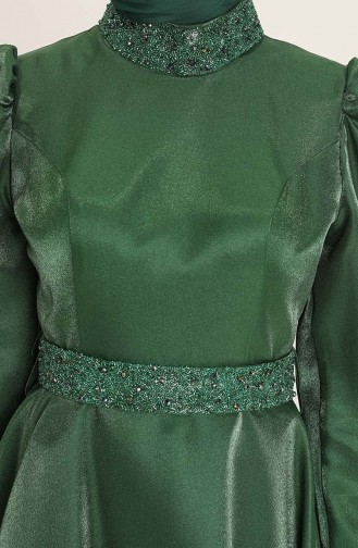 Emerald Green Hijab Evening Dress 4957-03