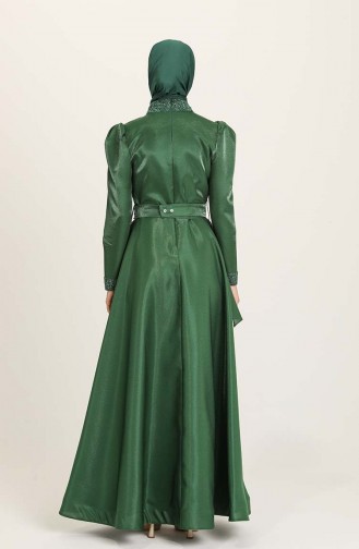 Emerald Green Hijab Evening Dress 4957-03