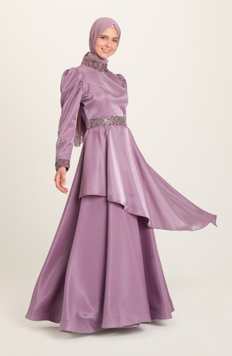 Violet Hijab Evening Dress 4957-04