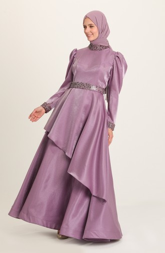 Violet Hijab Evening Dress 4957-04