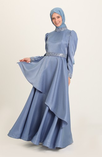 Indigo Hijab-Abendkleider 4957-05