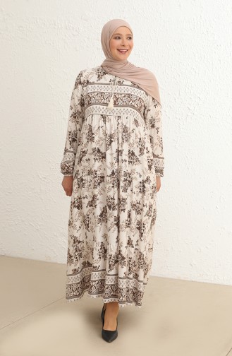 Light Brown Hijab Dress 5074-03