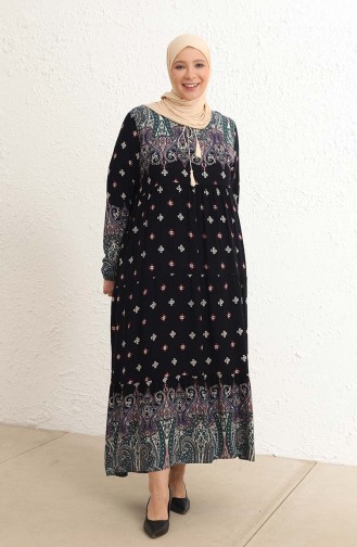 Navy Blue Hijab Dress 5075-02