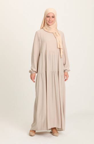 Dark Cream Hijab Dress 1795D-01