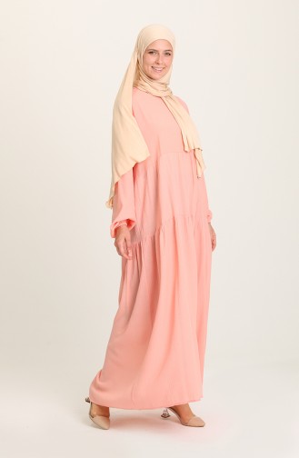 Peach Pink Hijab Dress 1796-01